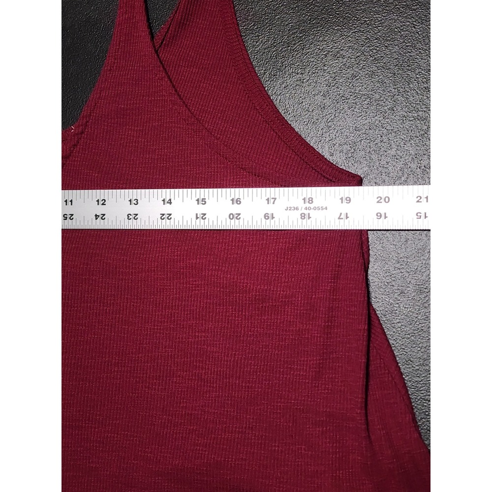 Free People Intimately Ribbed V-Neck Pleated Tank Top Small Burgundy‎ - Picture 6 of 9